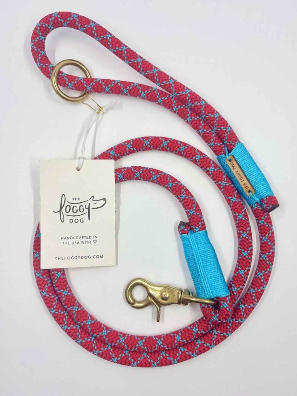 NWT The Foggy Dog Climbing Rope Leash Red and Blue Double Diamond Durable 4 Feet